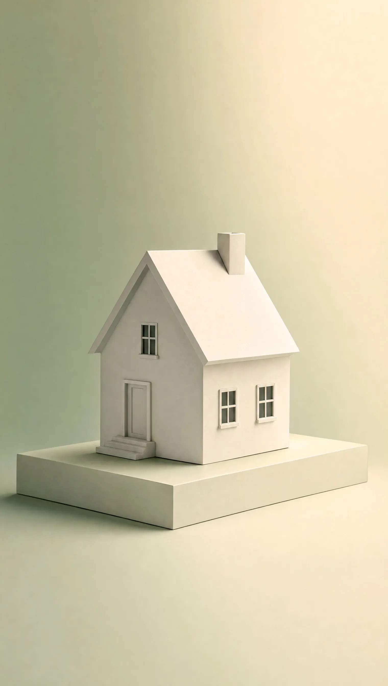 A small white house model on a plinth