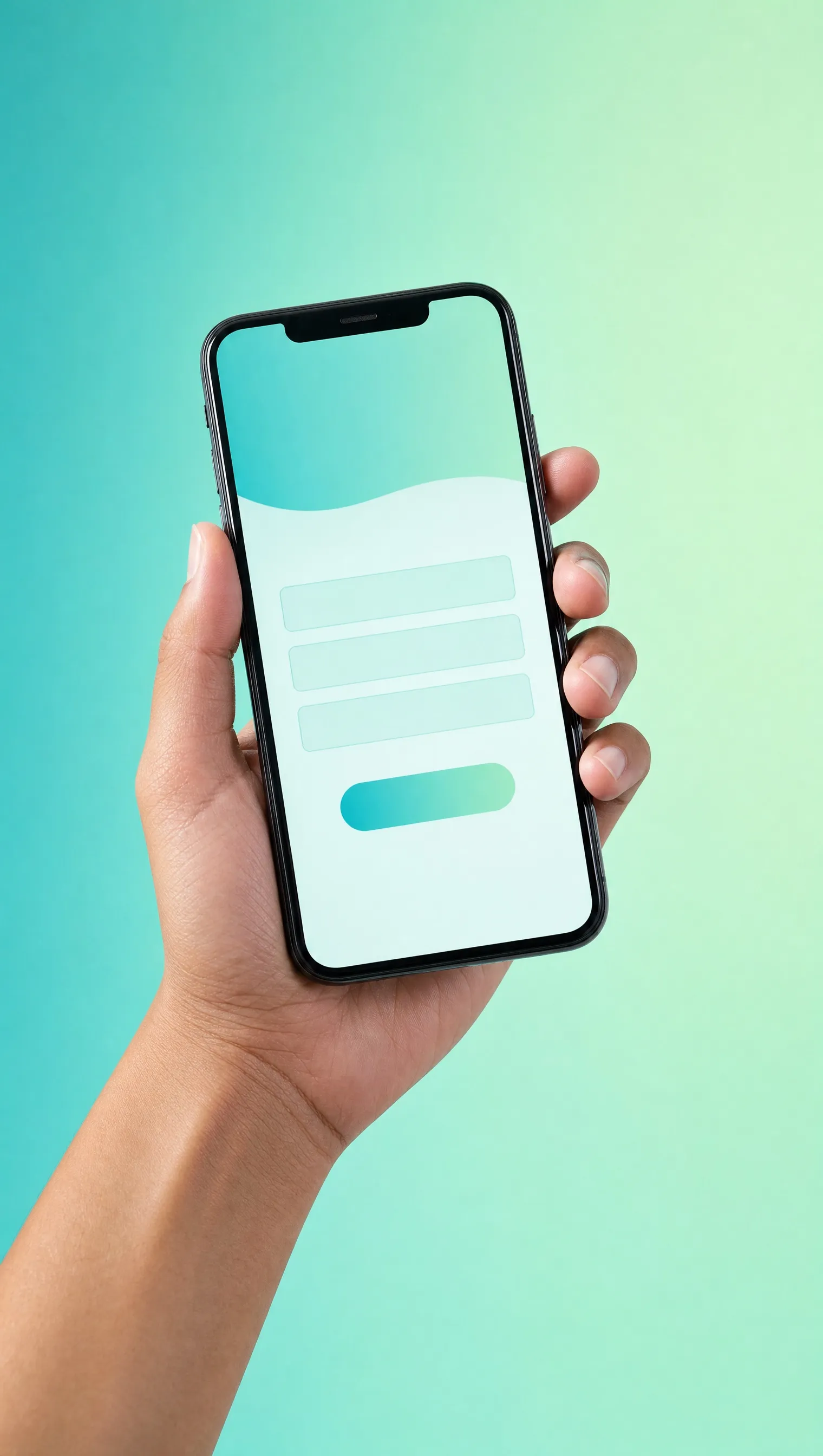 A hand holding a phone with a web form
