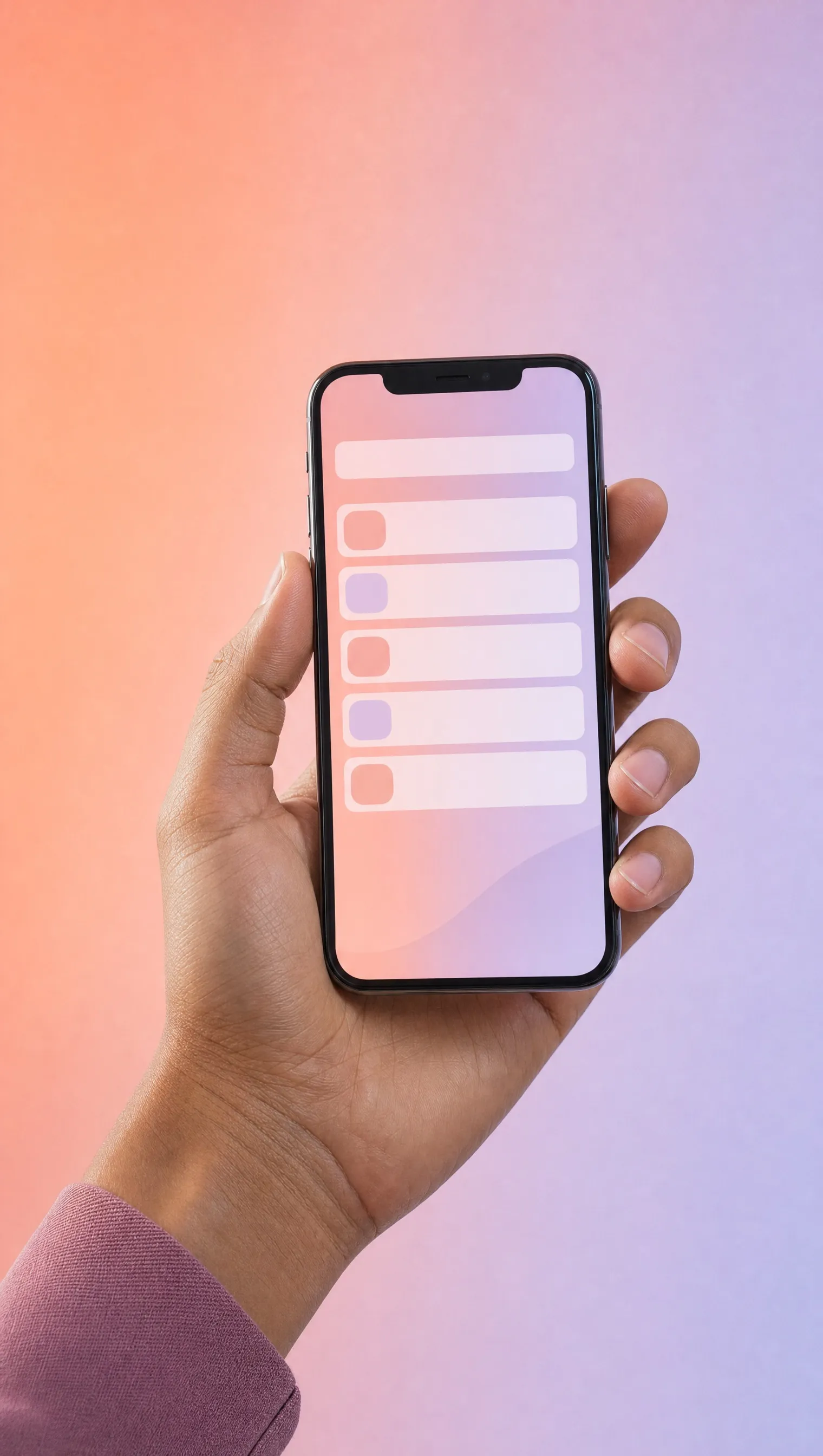 A hand holding a phone with a survey