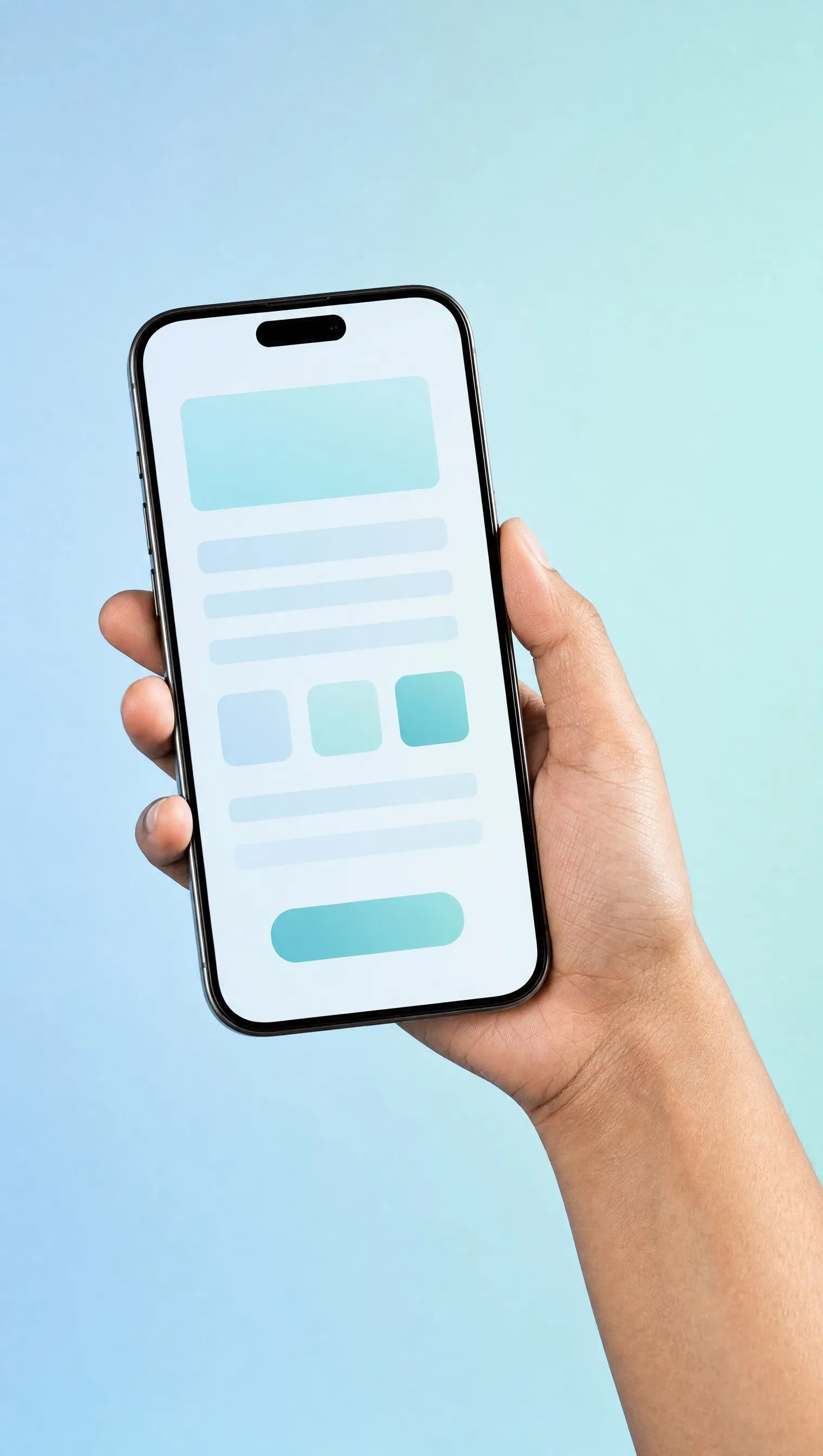 A hand holding a phone with a application form