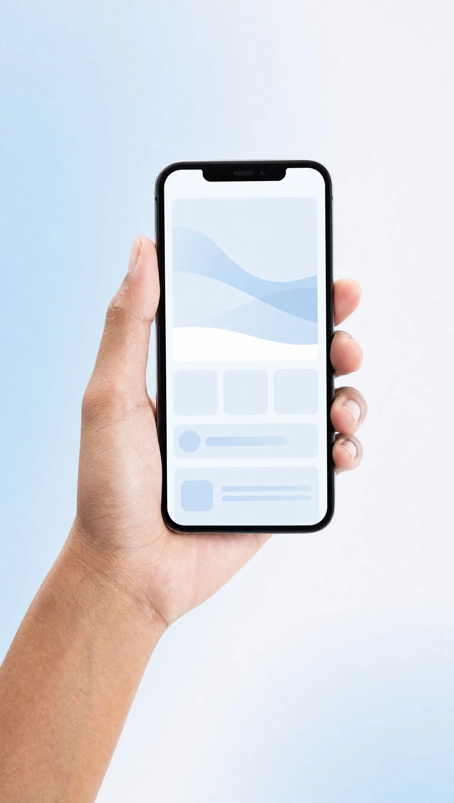 A hand holding a phone with a clinic page