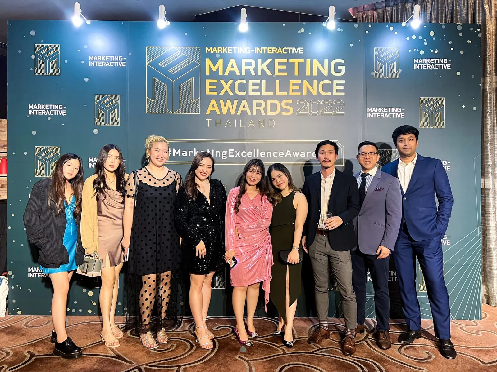 The Primal team in front of the Marketing Excellence Awards 2022 backdrop